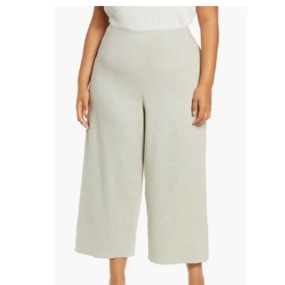 Vince Women's Linen Blend Crop Wide Pant in Oyster. MSRP $325. Size 22